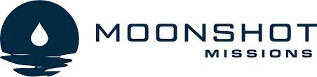 Moonshot Missions logo showing the organization name with a water droplet above water reflecting the moon